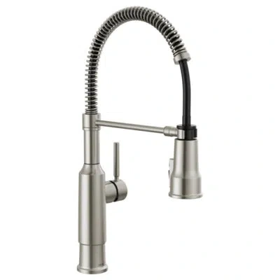 Delta Theodora Pro Commercial Pull Down Sprayer Kitchen Sink Faucet, Add Shieldspray To Spray Options In Spotshield Stainless