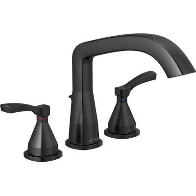 Delta Three Hole Roman Tub Trim In Matte Black