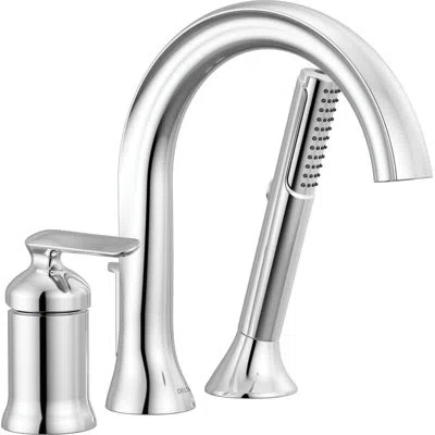 Delta Three Hole Roman Tub Trim With Hand Shower In Lumicoat® Chrome