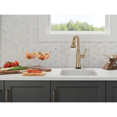 Delta Touch2o Bar / Prep Faucet With Touchless Technology In Lumicoat  Champagne Bronze