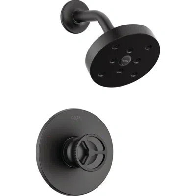 Delta Trinsic 14 Series H2okinetic Shower Faucet Set With Wheel Handle In Matte Black