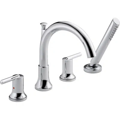 Delta Trinsic Double Handle Deck Mounted Roman Tub Faucet Trim With Handshower In Chrome