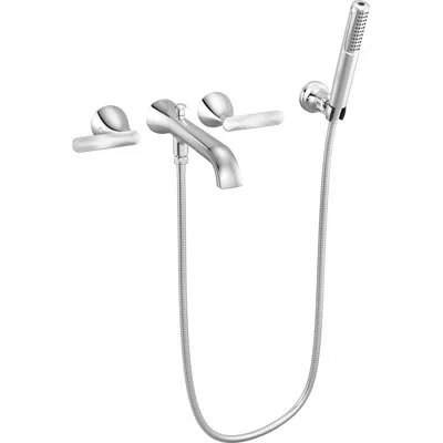 Delta Two Handle Wall Mount Tub Filler Trim With Hand Shower In Lumicoat® Chrome