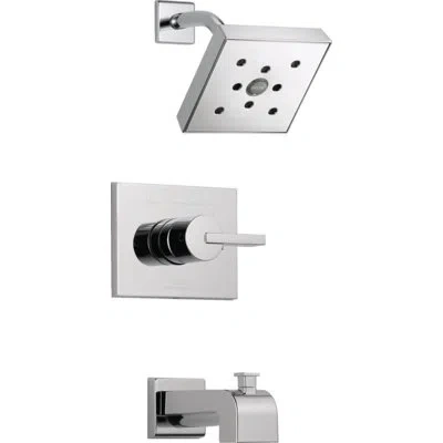 Delta Vero Diverter Tub And Shower Faucet Trim With Lever Handle And Monitor In Chrome