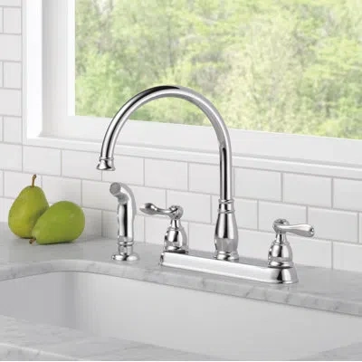 Delta Windemere Two-handle Kitchen Sink Faucet With Side Sprayer, 3-hole Kitchen Faucet In Chrome