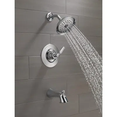 Delta Woodhurst Diverter Tub And Shower Faucet With Trim And Monitor In Chrome