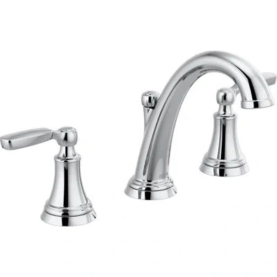 Delta Woodhurst Widespread Bathroom Faucet 3 Hole, 2-handle Bathroom Sink Faucet With Drain Assembly In Chrome