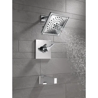 Delta Zura Pressure Balance 14 Series Tub And Shower Trim With Single Lever Handle And Monitor In Chrome