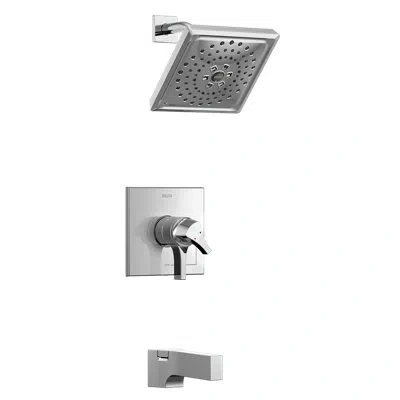 Delta Zura Pressure Balance 17 Series Tub And Shower Trim With Double Handle And Monitor In Chrome