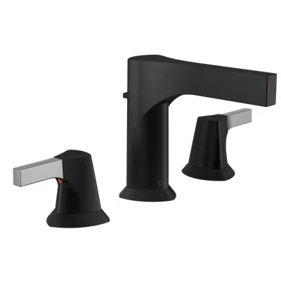 Delta Zura Widespread Faucet With Drain Assembly In Chrome,black