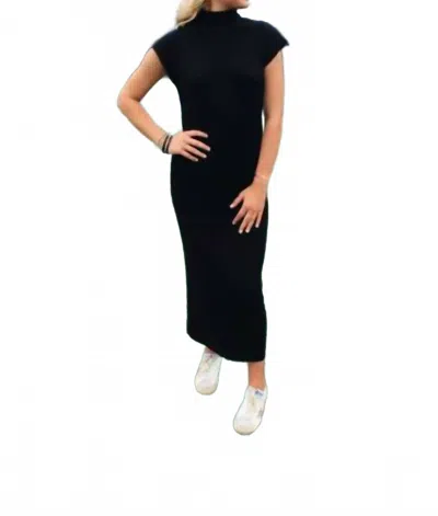 Deluc Aconitum Mock Neck Knit Midi Dress In Black