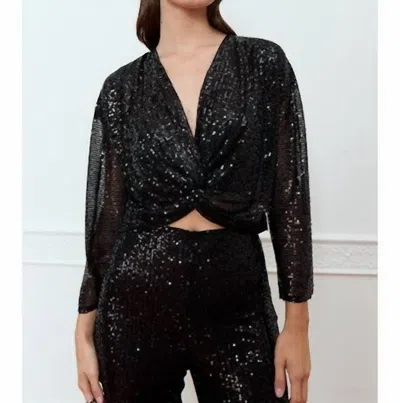 Deluc Amapola Sequin Top In Black