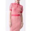 Deluc Amarenta Stripe Polo Sweater In Red And Beige