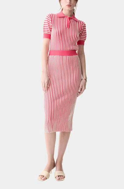 Deluc Amarente Knit Skirt In Red And Beige In Multi