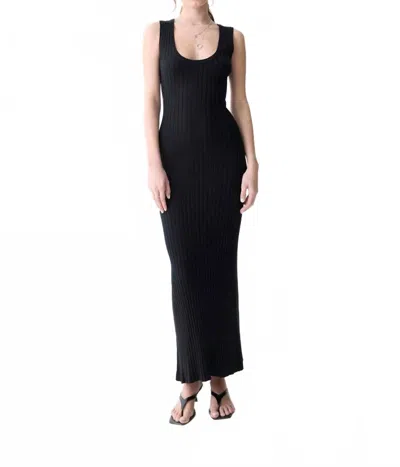 Deluc Amora Knit Ribbed Maxi Dress In Black