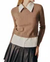 Deluc Amsonia Combo Top In Taupe In Brown