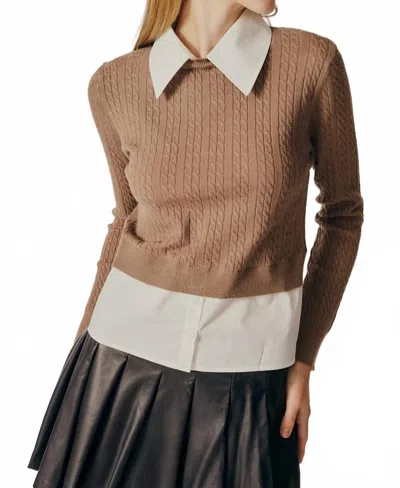 Deluc Amsonia Combo Top In Taupe In Brown