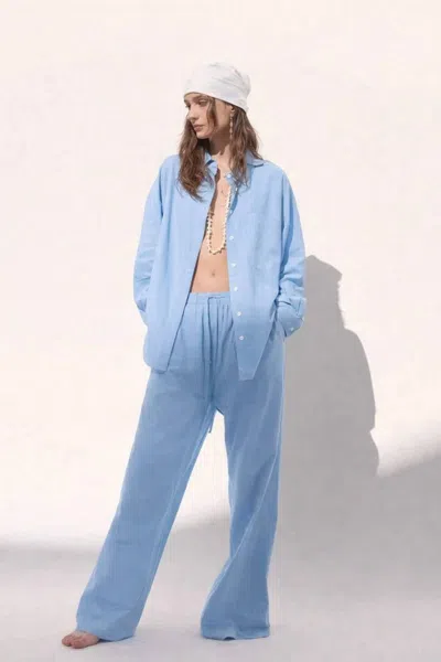 Deluc Antibes Long Sleeve Collared Shirt In Sky Blue
