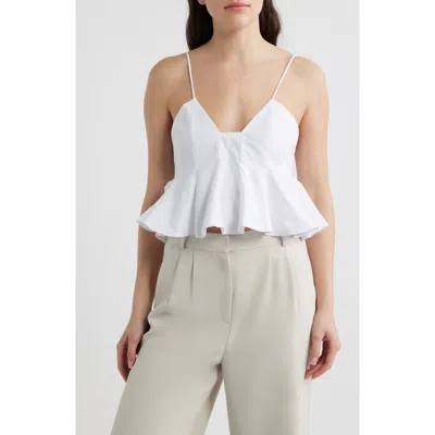 Deluc Azores Seamed Peplum Cotton Top In White
