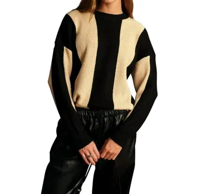 Deluc Bart Sweater In Black With Nougat Stripes