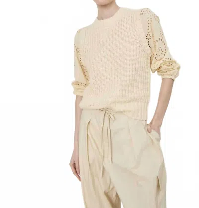 Deluc Berni Eyelet Sleeves Sweater In Off White In Nude