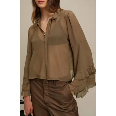 DELUC DELUC BRADLEY SHEER RUFFLE SHIRT