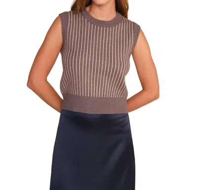 Deluc Bruce Stripe Sweater Vest In Grey Melange In Blue