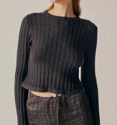 Deluc Buddleia Crop Sweater In Grey Melange In Blue