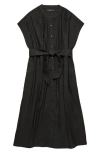 Deluc Cancela Cap Sleeve Cotton Poplin Shirtdress In Black