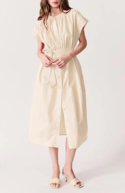 Deluc Cancela Cap Sleeve Cotton Poplin Shirtdress In Neutral