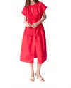 Deluc Cancela Cap Sleeve Cotton Poplin Shirtdress In Red