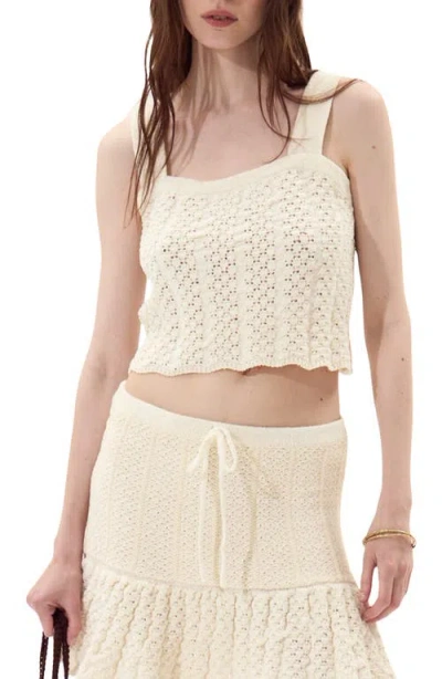 Deluc Capri Crop Pointelle Top In Neutral