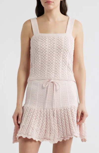 Deluc Capri Crop Pointelle Top In Neutral