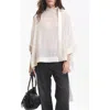 Deluc Carter Sheer Mock Neck Top In Neutral
