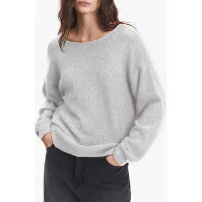Deluc Catalpa Sequin V-back Sweater In Silver
