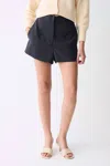 Deluc Caterina High Waist Shorts In Black In Blue