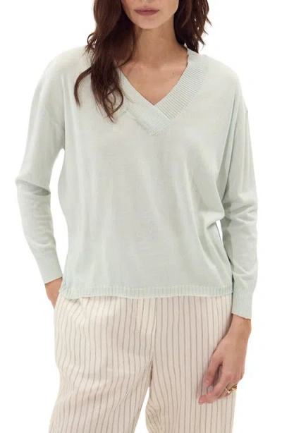 Deluc Cefalonia Drop Shoulder Semisheer Cotton Blend Sweater In Neutral