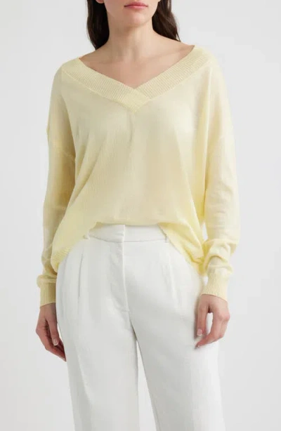 Deluc Cefalonia Drop Shoulder Semisheer Cotton Blend Sweater In Yellow