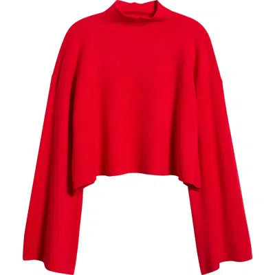 Deluc Chuck Crop Funnel Neck Sweater In Red