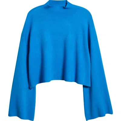 Deluc Chuck Crop Funnel Neck Sweater In Blue