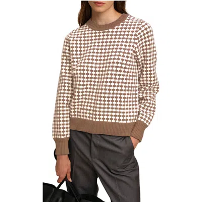 Deluc Cody Geo Jacquard Crewneck Sweater In Brown