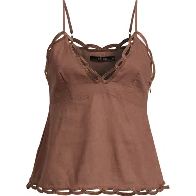 Deluc Comte Embroidered Trim Camisole In Brown