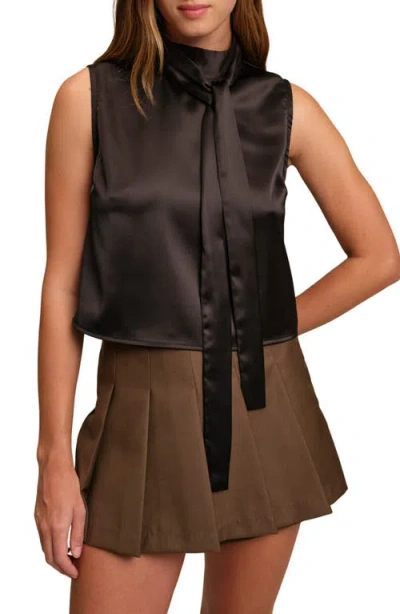 Deluc Corey Sleeveless Satin Tie Neck Top In Multi