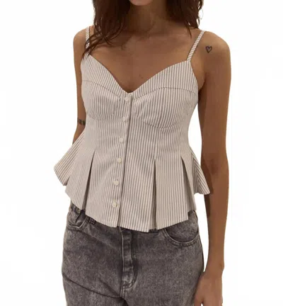 Deluc Corvo Top In Striped Olive In White
