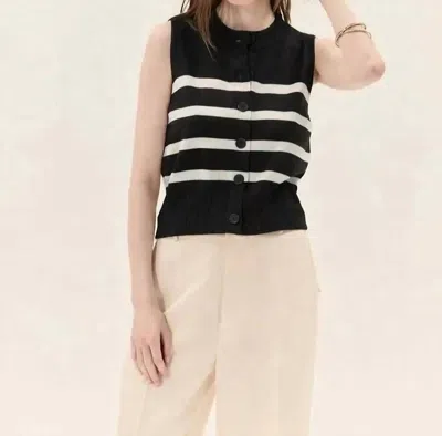 Deluc Croatia Knit Vest In Black Ecru In Multi