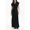 Deluc Dahlia Satin Cowl Neck Gown In Black