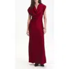 Deluc Dahlia Satin Cowl Neck Gown In Red
