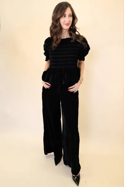 Deluc Daisy Wide Leg Pants In Black