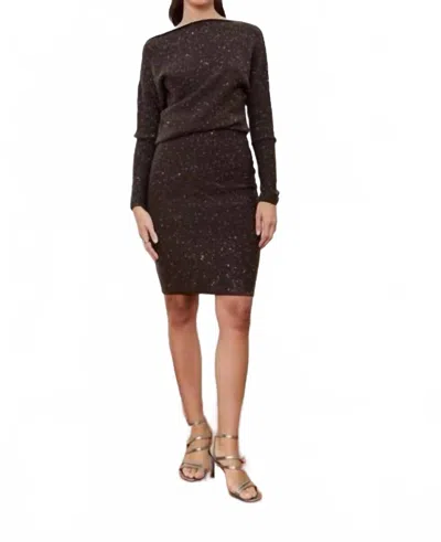 Deluc Daphne Knit Long Sleeve Mini Dress In Dark Grey In Brown