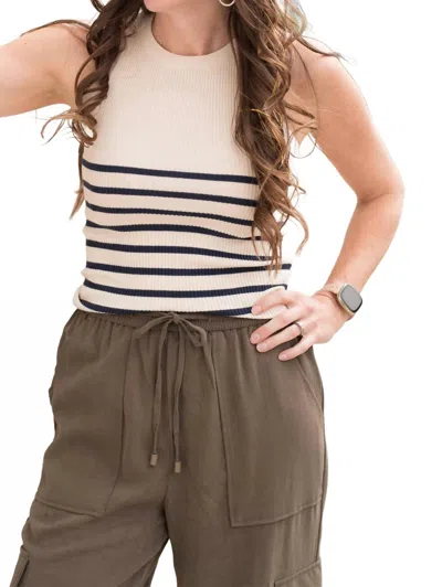 Deluc Delaroche Knitted Top In Beige/black In Multi